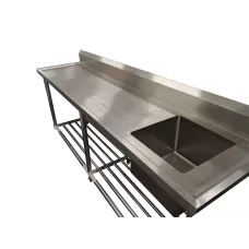 Premium Stainless Steel Bench Single Right Sink 2400x600