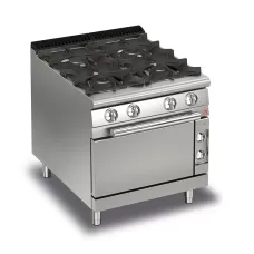 Queen7 4 Burner Gas Range (self cleaning) with Oven - 800mm