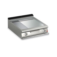 Queen7 Countertop Electric Flat/Ribbed Chrome Griddle Plate - 800mm