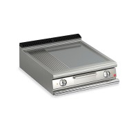 Queen7 Countertop Electric Flat/Ribbed Mild Steel Griddle Plate - 800mm