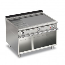 Baron Q70FTV/E1220 Queen7 Electric Flat/Ribbed Mild Steel Griddle Plate On Open Cabinet - 1200mm