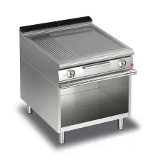 Baron Q70FTV/E820 Queen7 Electric Flat/Ribbed Mild Steel Griddle Plate On Open Cabinet - 800mm