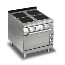 Baron Q70PCF/E801 Queen7 Electric Range 4 Square Cast Iron Plate and Electric Oven - 800mm