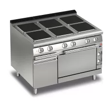 Baron Q70PCF/E121 Queen7 Electric Range 6 Square Cast Iron Plate and Electric Oven - 1200mm