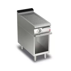 Baron Q70FTV/E410 Queen7 Electric Ribbed Mild Steel Griddle Plate On Open Cabinet - 400mm