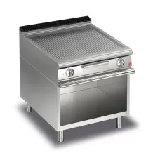 Baron Q70FTV/E810 Queen7 Electric Ribbed Mild Steel Griddle Plate On Open Cabinet - 800mm