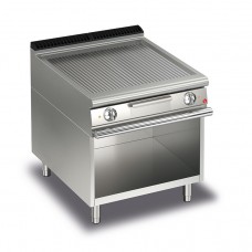 Baron Q70FTV/E813 Queen7 Electric Ribbed Stainless Griddle Plate On Open Cabinet - 800mm