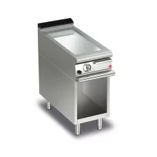 Baron Q70FTTV/G405 Queen7 Gas Flat Chrome Griddle Plate Thermostat Cont. On Open Cabinet - 400mm