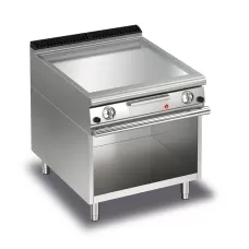 Baron Q70FTTV/G805 Queen7 Gas Flat Chrome Griddle Plate Thermostat Cont. On Open Cabinet - 800mm