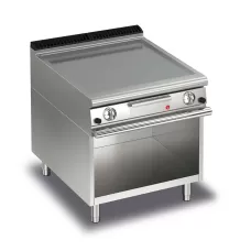 Baron Q70FTTV/G800 Queen7 Gas Flat Mild Steel Griddle Plate Thermostat Cont. On Open Cabinet - 800mm