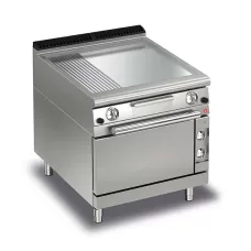 Baron Q70FTTF/GE825 Queen7 Gas Flat/Ribbed Chrome Griddle Plate With Electric Oven - 800mm