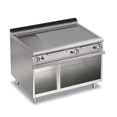 Baron Q70FTTV/G1220 Queen7 Gas Flat/Ribbed Mild Steel Griddle Plate Thermostat Cont. On Open Cabinet - 1200mm