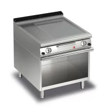 Baron Q70FTTV/G820 Queen7 Gas Flat/Ribbed Mild Steel Griddle Plate Thermostat Cont. On Open Cabinet - 800mm
