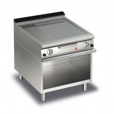 Baron Q70FTTV/G823 Queen7 Gas Flat/Ribbed Stainless Griddle Plate Thermostat Cont. On Open Cabinet - 800mm