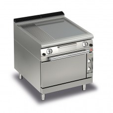 Baron Q70FTTF/GE823 Queen7 Gas Flat/Ribbed Stainless Griddle Plate With Electric Oven - 800mm