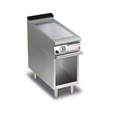Baron Q70FTTV/G415 Queen7 Gas Ribbed Chrome Griddle Plate Thermostat Cont. On Open Cabinet - 400mm