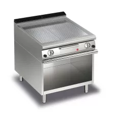 Baron Q70FTTV/G815 Queen7 Gas Ribbed Chrome Griddle Plate Thermostat Cont. On Open Cabinet - 800mm