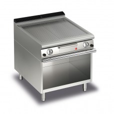Baron Q70FTV/G810 Queen7 Gas Ribbed Mild Steel Griddle Plate On Open Cabinet - 800mm