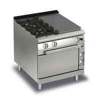 Queen7 Gas Solid Top Range With 2 Burners On Left And Electric Oven - 800mm