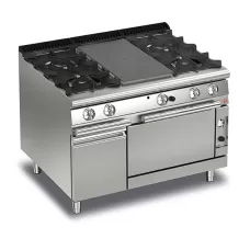 Queen7 Gas Solid Top Range With 2 Burners On Left and Right And Gas Oven With Cupboard - 1200mm