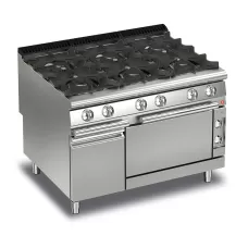 Baron Q90PCF/GE1201 Queen9 6 Burner Gas Range With Electric Oven and Cupboard- 1200mm