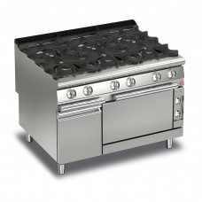 Queen9 6 Burner Gas Range With Self Cleaning System And Electric Oven and Cupboard- 1200mm