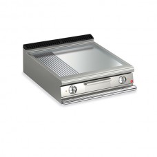 Baron Q90FT/E825 Queen9 Countertop Electric Flat/Ribbed Chrome Griddle Plate - 800mm