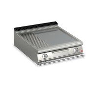 Queen9 Countertop Electric Flat/Ribbed Mild Steel Griddle Plate - 800mm