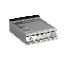 Baron Q90FT/E820 Queen9 Countertop Electric Flat/Ribbed Mild Steel Griddle Plate - 800mm