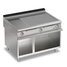 Baron Q90FTV/E1220 Queen9 Electric Flat/Ribbed Mild Steel Griddle Plate On Open Cabinet - 1200mm