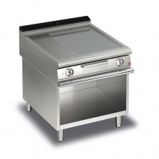 Baron Q90FTV/E820 Queen9 Electric Flat/Ribbed Mild Steel Griddle Plate On Open Cabinet - 800mm