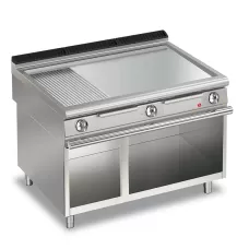 Baron Q90FTV/E1223 Queen9 Electric Flat/Ribbed Stainless Griddle Plate On Open Cabinet - 1200mm