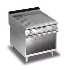 Baron Q90FTV/E823 Queen9 Electric Flat/Ribbed Stainless Griddle Plate On Open Cabinet - 800mm