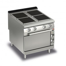 Baron Q90PCF/E801 Queen9 Electric Range 4 Square Cast Iron Plate and Electric Oven - 800mm