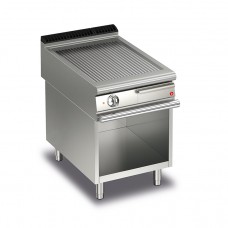Baron Q90FTV/E610 Queen9 Electric Ribbed Mild Steel Griddle Plate On Open Cabinet - 600mm