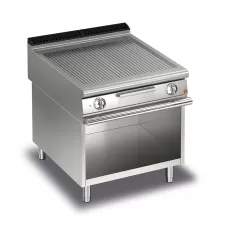 Baron Q90FTV/E810 Queen9 Electric Ribbed Mild Steel Griddle Plate On Open Cabinet - 800mm