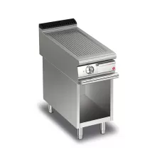 Baron Q90FTV/E413 Queen9 Electric Ribbed Stainless Griddle Plate On Open Cabinet - 400mm