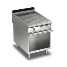 Baron Q90FTV/E613 Queen9 Electric Ribbed Stainless Griddle Plate On Open Cabinet - 600mm