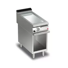 Baron Q90FTTV/G405 Queen9 Gas Flat Chrome Griddle Plate Thermostat Cont. On Open Cabinet - 400mm