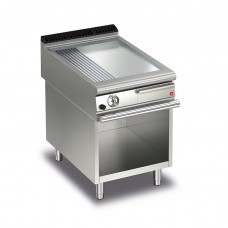 Baron Q90FTTV/G625 Queen9 Gas Flat/Ribbed Chrome Griddle Plate Thermostat Control On Open Cabinet - 600mm