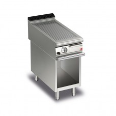 Baron Q90FTTV/G413 Queen9 Gas Ribbed Stainless Griddle Plate Thermostat Cont. On Open Cabinet - 400mm