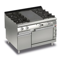 Queen9 Gas Solid Top With 2 Burners On Left and Right And Electric Oven With Cupboad - 1200mm