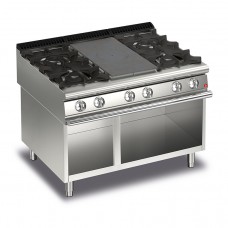 Baron Q90TPMV/G1201 Queen9 Gas Solid Top With 2 Burners On Left and Right On Open Cabinet - 1200mm