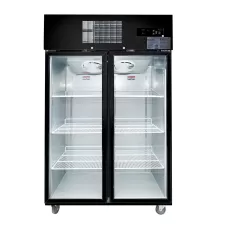 Thermaster by FED SUFG1000B Double Glass Door Black Stainless Steel Upright Freezer 1000L