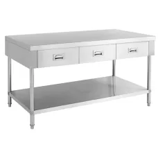 Stainless Bench With 3 Drawers, 1500x700mm