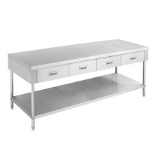 Stainless Work Bench With 4 Drawers And Undershelf - 1800X700