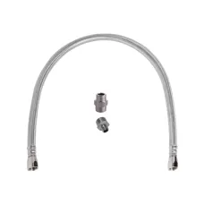 3monkeez T-3M2914-S-A Pre Rinse Tap Hoses- Stainless Braided Hose With Adaptors - 900mm - 1/4 MI BSP x 3/4 MI UNF