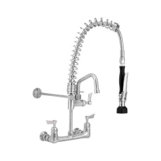 Clean a Jet by 3monkeez T-3M53449-C Stainless Steel Exposed Wall Mounted Pre Rinse Unit With Pot Filler - Cafe- 6 Spout