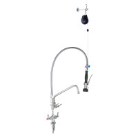 Stainless Steel Line Retractor Dual Hob Mounted Pre Rinse Unit with 12