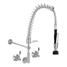 Clean a Jet by 3monkeez T-3M53810-C Stainless Steel Wall Stops And Elbow Pre Rinse Unit - Cafe
